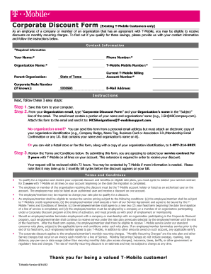 T Mobile Corporate Discount Migration Form Prtl Uhcl