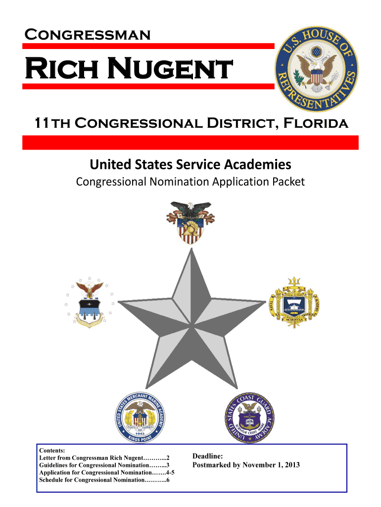 Academy Application PDF  Congressman Richard Nugent  Nugent House  Form