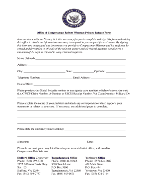 Privacy Release Form Congressman Rob Wittman