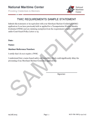 Twic Exemption Statement  Form