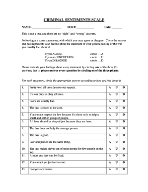 CRIMINAL SENTIMENTS SCALE Dpscs Maryland  Form