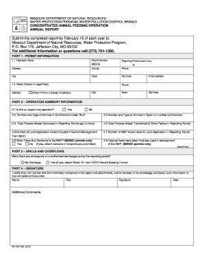 Missouri Cafo Annual Report Form