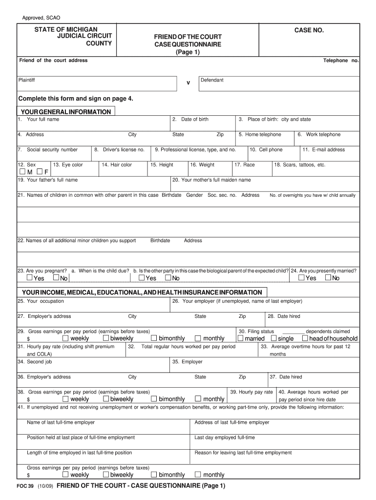  Case Questionnaire Branch County Clerk 2009