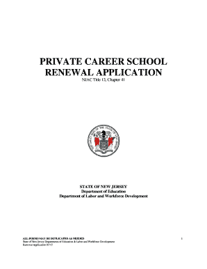 PRIVATE VOCATIONAL SCHOOL Lwd Dol State Nj  Form