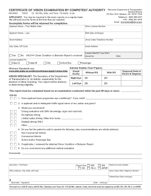  Wisconsin Dmv Vision Form 2014