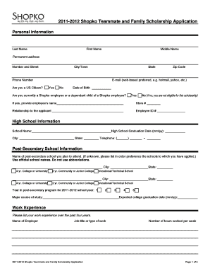 Shopko Application Form