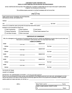 Tarrant County Assumed Name  Form