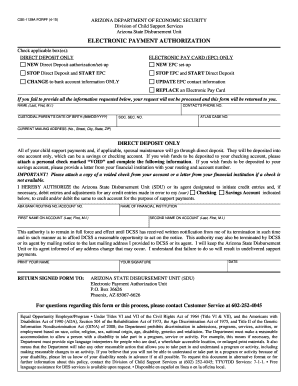  Electronic Payment Authorization Form Arizona Department of 2015