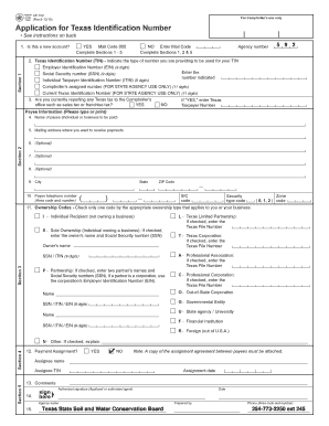 Application for Texas Identification Number  Form