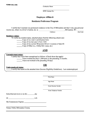 Form I City of Milwaukee City Milwaukee