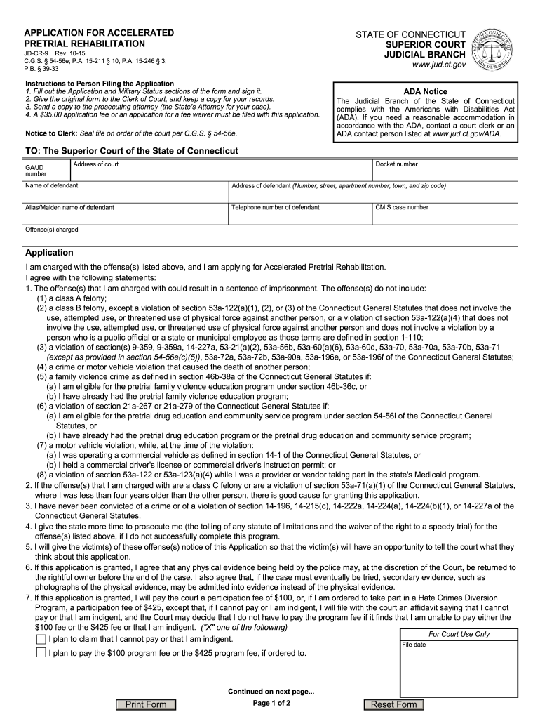  Accelerated Rehabilitation Form 2015