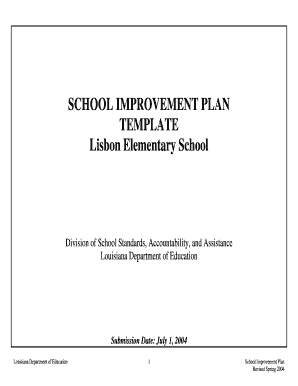 School Improvement Plan Word Template  Form