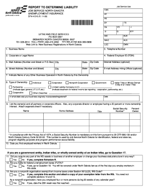 REPORT to DETERMINE LIABILITY State of North Dakota  Form