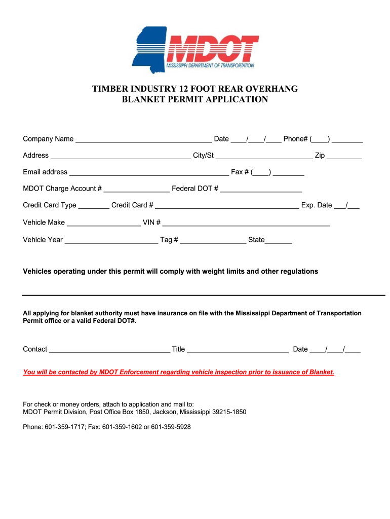 Ms Blanket Permit  Form