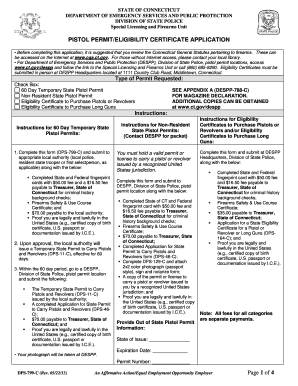 Ct Pistol Permit Application PDF  Form