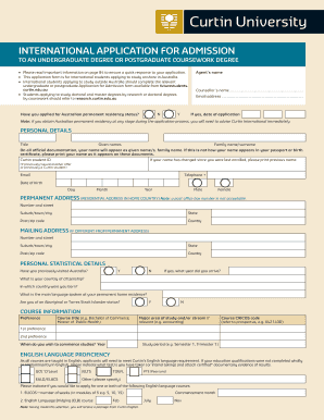 Curtin University International Application Form