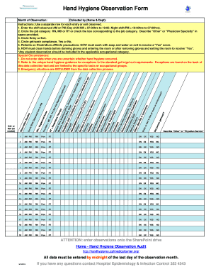 Hand Hygiene Observation Form