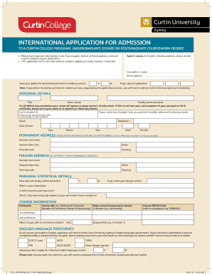 Curtin College Application Form