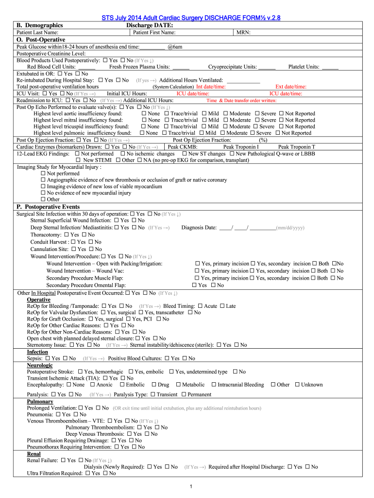 Adult STS Discharge Form  UCLA Department of Surgery  Surgery Medsch Ucla