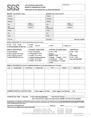 Sgs Sample Submission Form