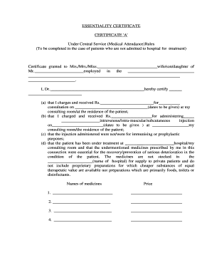 How to Fill Essentiality Certificate  Form