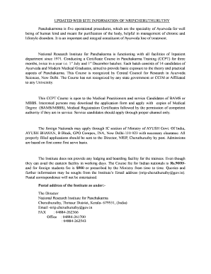National Ayurveda Research Institute for Panchakarma Form