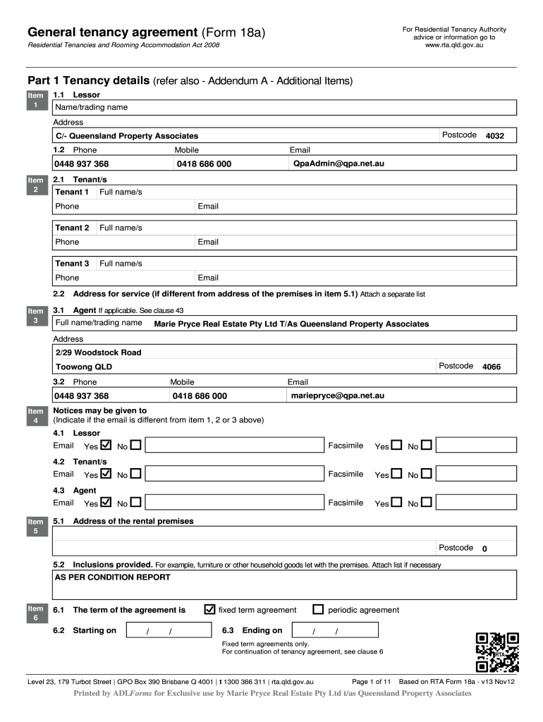 Pre Act Form 18a