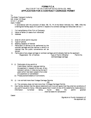 Contract Carriage Permit Download  Form