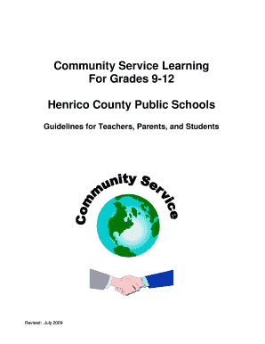 Henrico County Public Schools Community Service Log  Form
