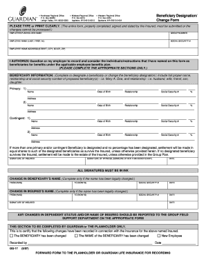 Beneficiary Designation Change Form Guardian