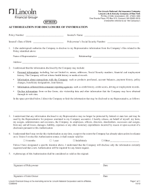 Authorization for Disclosure of Information Lincoln Financial Group