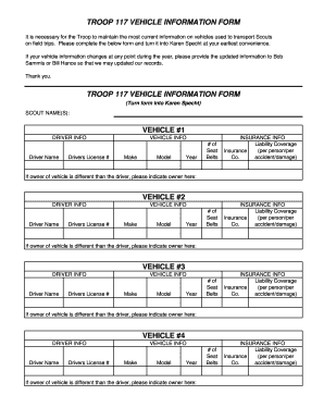 Vehicle Information Form