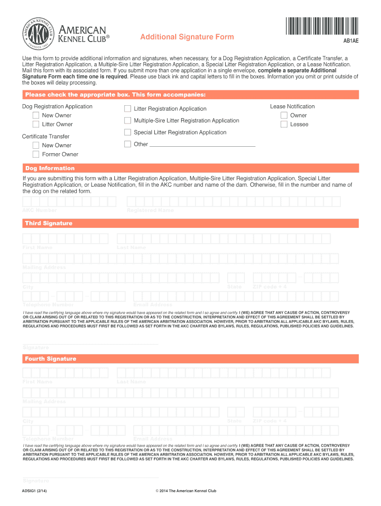 Akc Additional Signature Form