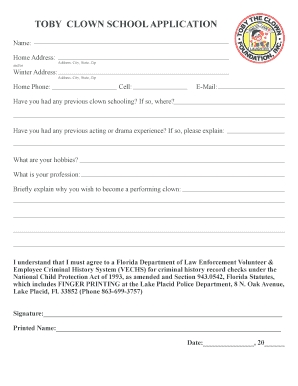 Clown Application Form
