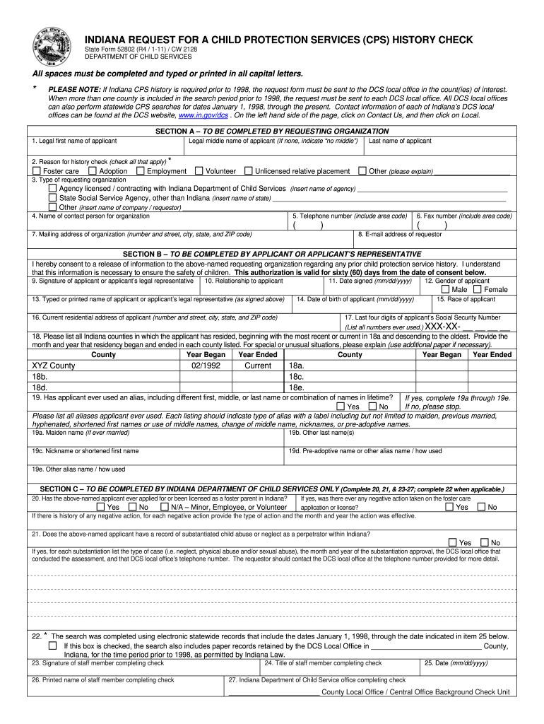  Indiana State Form 52802 2011