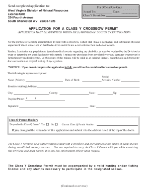 Wv Class Y Crossbow Application Form