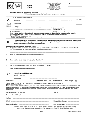 Hsf Claim Form