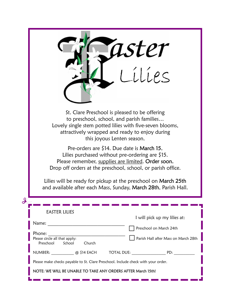  Easter Lily Fundraiser 2010-2024