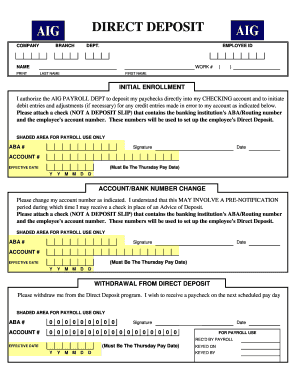 Aig Direct Deposit Form