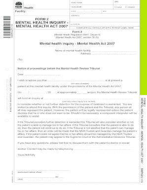  Form 2 Mental Health Inquiry Mental Health Act NSW Health Health Nsw Gov 2011