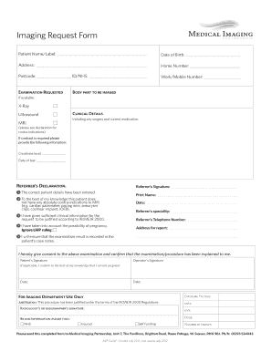 Imaging Request Form PDF Centre for Health Centreforhealth Org