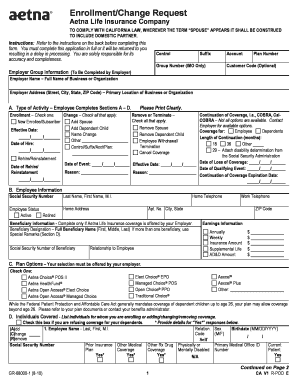 EnrollmentChange Request Aetna  Form