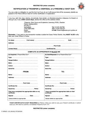 Essex Police Firearms Variation Form