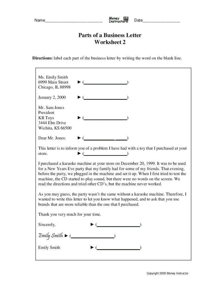 Fill in the Blank Business Letter Format