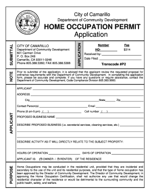 Home Occupation Permit  Form