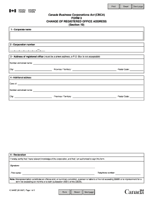 Form 3 Change of Registered Office Address
