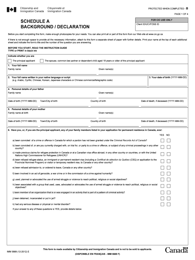  Imm 5669  Form 2012