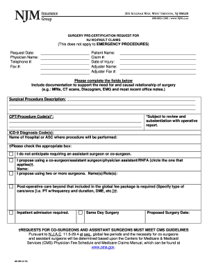 Njm Precertification Form