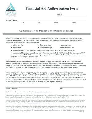 FSCJ Student Aid Authorization Form 1 Florida State College Fscj