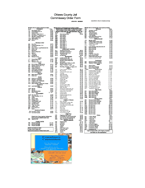 Oakland County Jail Commissary List  Form
